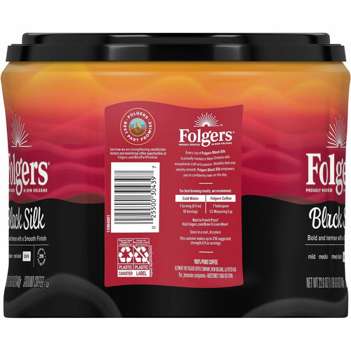 Folgers Ground Black Silk Coffee - Dark - 22.6 oz - 6 / Carton (FOL30439CT)