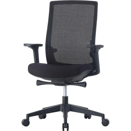 Lorell Mid-back Mesh Chair - Mid Back - 5-star Base - Black - Armrest - 1 Each (LLR42180)