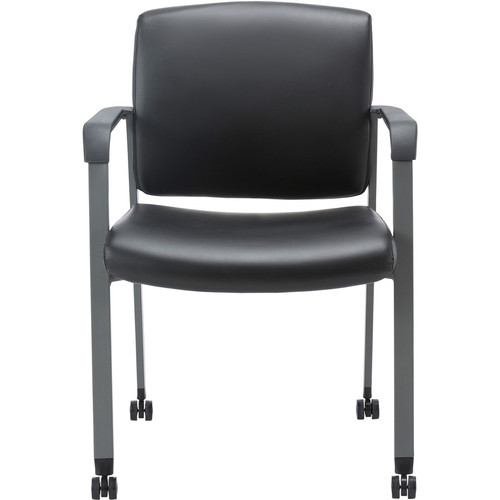 Lorell Healthcare Upholstery Guest Chair with Casters - Vinyl Seat - Vinyl Back - Steel Frame - - - (LLR30951)