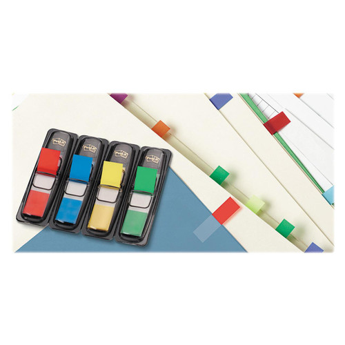 Post-it Flags - 35 x Blue, 35 x Green, 35 x Red, 35 x Yellow - 1/2" x 1 3/4" - Rectangle - - - (MMM6834)