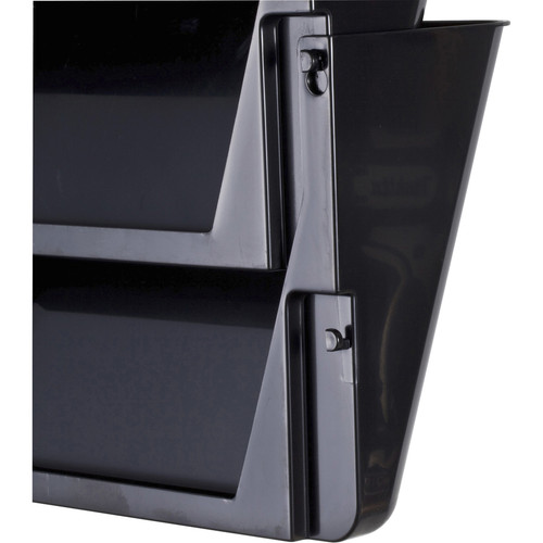 Officemate Mountable Wall File, Black, 2PK - 7" Height x 13" Width x 4.1" Depth - Black - Plastic - (OIC21405)