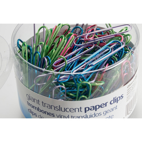 Officemate Giant Translucent Vinyl Paper Clips - Jumbo - 2" Length x 0.5" Width - 200 / Pack - Red, (OIC97212)