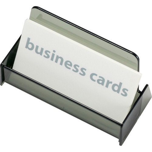 Officemate 50-Card Business Card Holder, Smoke - 1.9" x 3.9" x 2.4" x - Plastic - 1 Each - Smoke (OIC97833)