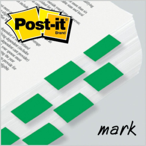 Post-it Flags - 100 x Green - 1" x 1 3/4" - Rectangle - Unruled - Green - Removable - 100 / (MMM680GN2)