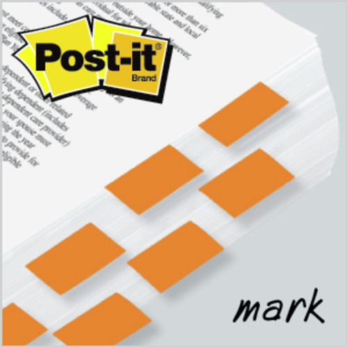 Post-it Flags - 100 x Orange - 1" x 1 3/4" - Rectangle - Unruled - Orange - Removable, Tab - / (MMM680OE2)