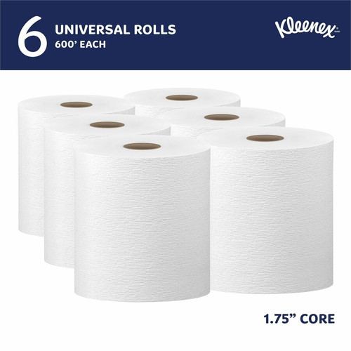 Kleenex Hard Roll Paper Towels with Premium Absorbency Pockets - 8" x 600 ft - White - Paper - 6 / (KCC50606)