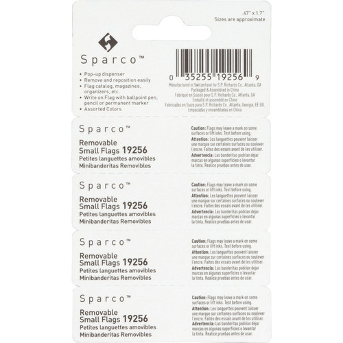 Sparco Pop-up Removable Small Flags - 1/2" - Assorted - See-through, Self-adhesive, Removable - 140 (SPR19256)