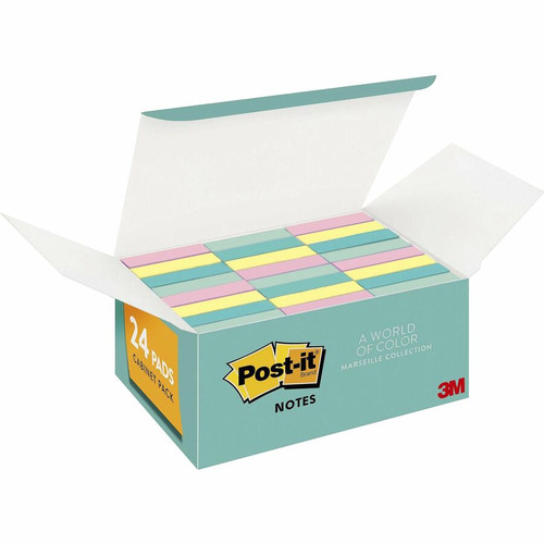 Post-it Notes Value Pack - Beachside Caf&eacute; Color Collection - 2400 - 1 1/2" x 2" - - - - (MMM65324APVAD)