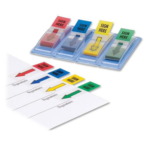 Sparco "Sign Here" Preprinted Self-stick Flags - 1/2" x 1 3/4" - Rectangle - "SIGN HERE" - Assorted (SPR38008)