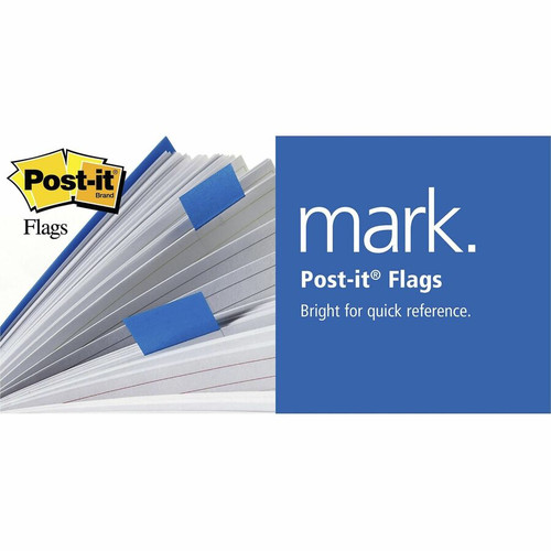 Post-it Flags - 1/2" x 1 3/4" - Rectangle - Unruled - Blue, Pink, Yellow, Orange - Removable, (MMM6834ABX)