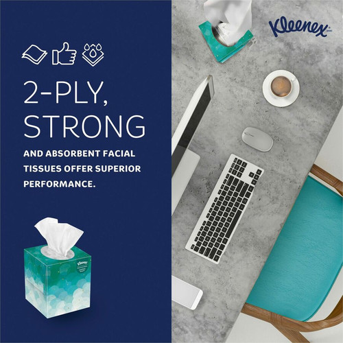 Kleenex Professional Facial Tissue Cube for Business - 2 Ply - White - Paper - 90 Per Box - 6 / (KCC21271)
