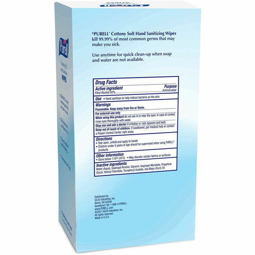 PURELL Cottony Soft Sanitizing Wipes - 5" x 7" - White - 120 Per Box - 120 / Box (GOJ902712)