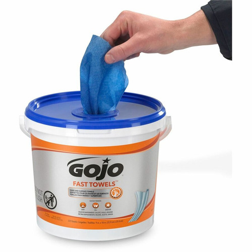 Gojo Fast Towels Hand/Surface Cleaner - 9" x 10" - White - 225 Per Canister - 1 Each (GOJ629902)