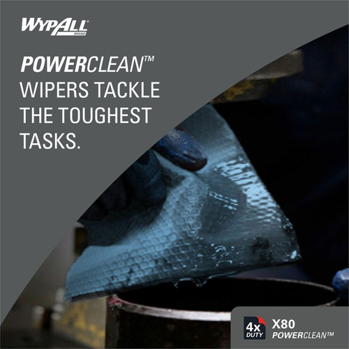 Wypall PowerClean X80 Heavy Duty Cloths Jumbo Roll - 12.50" x 12.20" - 475 Sheets/Roll - Blue - - 1 (KCC41043)