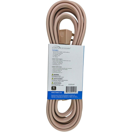Compucessory Heavy Duty Indoor Extension Cord - 14 Gauge - 125 V AC / 15 A - Beige - 15 ft Cord - 1 (CCS25147)