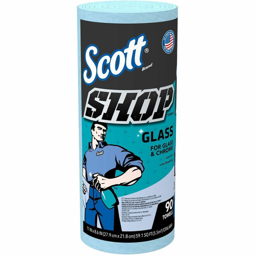 Scott Glass Cleaning Shop Towels - 90 Sheets/Roll - Blue - 1080 / Carton (KCC32896)