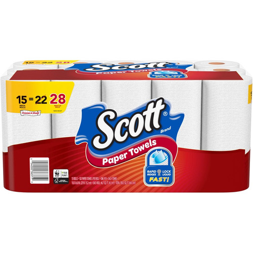 Scott Choose-A-Sheet Paper Towels - Mega Rolls - 1 Ply - 102 Sheets/Roll - White - 15 / Pack (KCC36371)