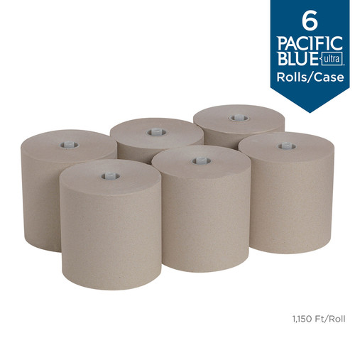 Pacific Blue Ultra High-Capacity Recycled Paper Towel Rolls - 7.87" x 1150 ft - Brown - Paper - 6 - (GPC26495)