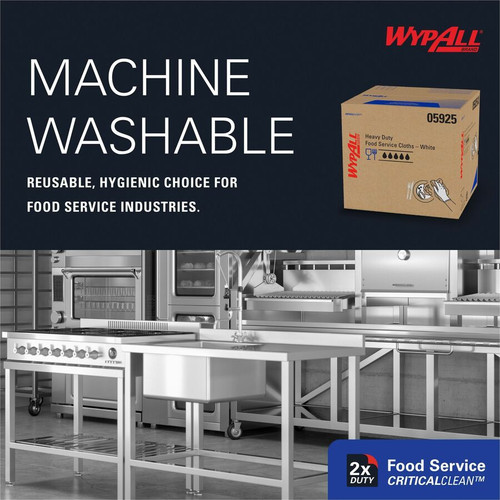 Wypall CriticalClean Heavy Duty Foodservice Cloths - Quarter-fold - 12.50" x 23.50" - White - - 300 (KCC05925)