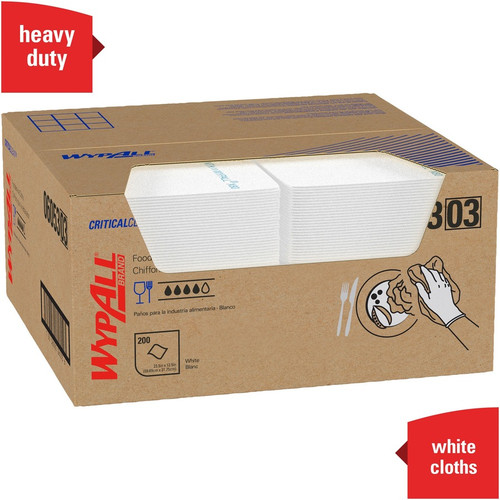 Wypall Critical Clean Foodservice Cloths - Quarter-fold - 12.50" x 23.50" - White - Hydroknit - 200 (KCC06053)