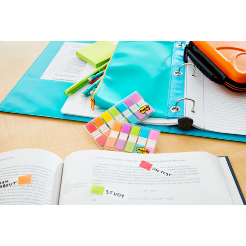 Post-it Flags in On-the-Go Dispenser - 1/2" x 1 3/4" - Red, Orange, Yellow, Green, Blue, Pink (MMM6837CF)