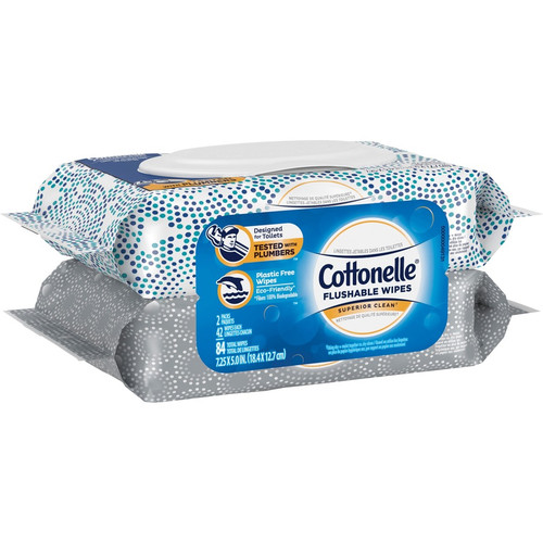 Cottonelle Flushable Wet Wipes - 7.25" x 5" - White - 42 Per Pack - 8 / Carton (KCC35970CT)