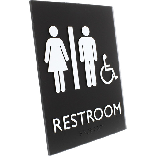 Lorell Unisex Handicap Restroom Sign - 1 Each - Restroom (Man/Woman/Wheelchair) Print/Message - x - (LLR02664)