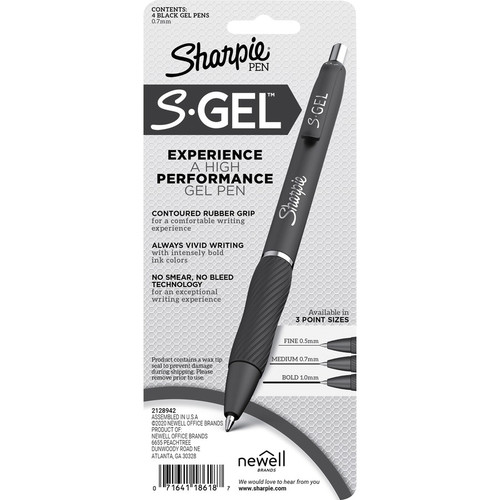 Sharpie S-Gel Pens - 0.7 mm Pen Point Size - Black Gel-based Ink - Fashion Blue Barrel - 1 Pack (SAN2126213)