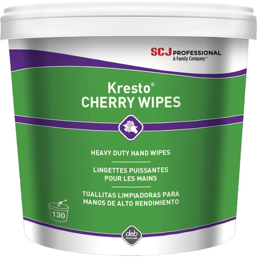 SC Johnson Kresto Heavy-Duty XL Hand Wipes - Cherry - 10" x 12" - White, Red - Polypropylene - 130 (SJNKCW130WCT)