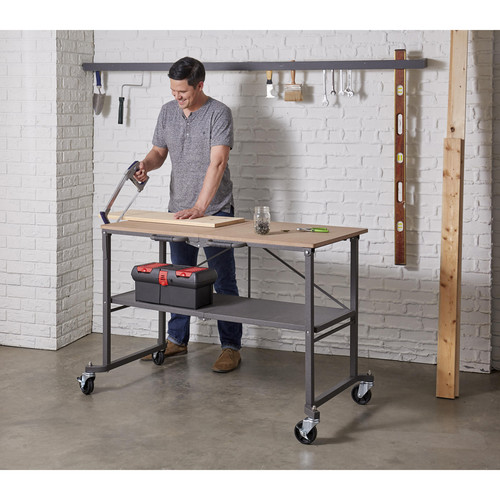 Cosco Smartfold Portable Work Desk Table - Rectangle Top - Four Leg Base - 4 Legs - 600 lb Capacity (CSC66721DKG1E)