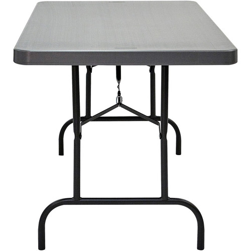 Iceberg IndestrucTable Commercial Folding Table - Charcoal Rectangle Top - Powder Coated Gray Round (ICE65517)