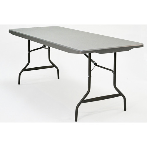 Iceberg IndestrucTable Commercial Folding Table - Charcoal Rectangle Top - Powder Coated Gray Round (ICE65527)
