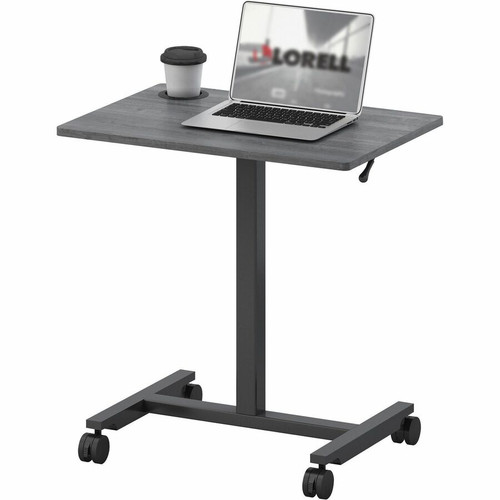 Lorell Height-adjustable Mobile Desk - Weathered Charcoal Laminate Top - Powder Coated Base - - 30" (LLR84837)