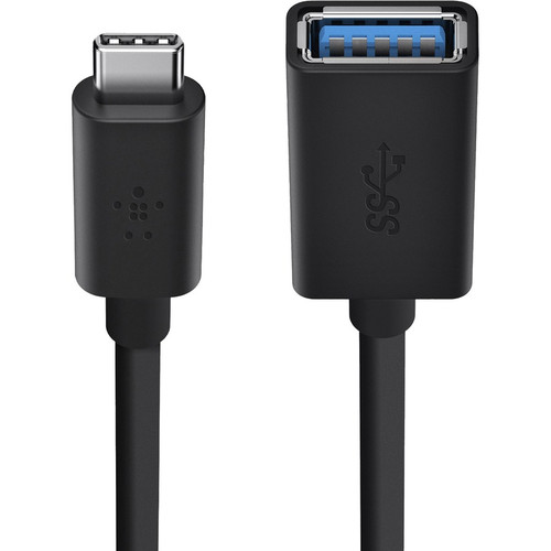 Belkin USB-C to USB-A Adapter - USB 3.0 Charger - 5 Gbps - Black - 6" USB Data Transfer Cable for - (BLKB2B150BLK)