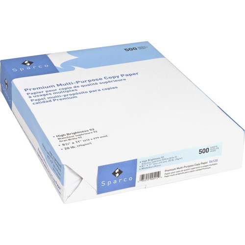 Sparco Copy Paper - 92 Brightness - Letter - 8 1/2" x 11" - 20 lb Basis Weight - 5 / Carton - (SFI) (SPR06125)
