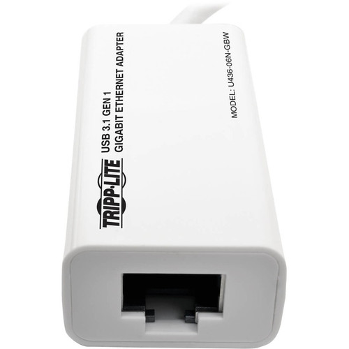 Tripp Lite by Eaton USB-C to Gigabit Network Adapter, Thunderbolt 3 Compatibility - White - USB 3.1 (TRPU43606NGBW)