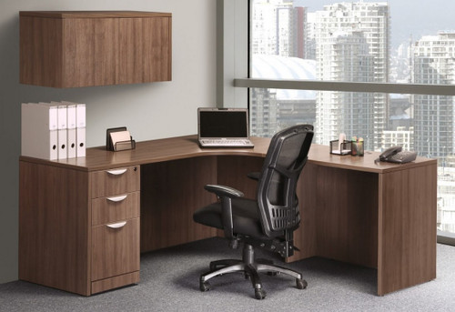 MOSSUITEPL23, L-Shaped Desk with Hutch Storage and Optional Drawers