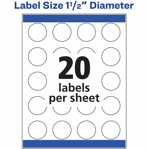 Avery High Visibility Round Labels - - Width1 1/2" Diameter - Permanent Adhesive - Round - Inkjet - (AVE8293)