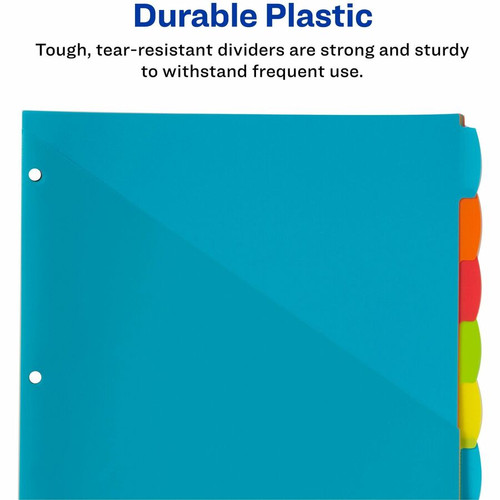 Avery Write & Erase 8-Tab Plastic Dividers, Pockets, Brights (16103) - Multicolor - Plastic - 2 - (AVE16103)