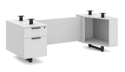 TOP NOT INCLUDED - Bianca Reversible Single Pedestal Desk Frame with Laminate Modesty (MOSPLBCLSP)