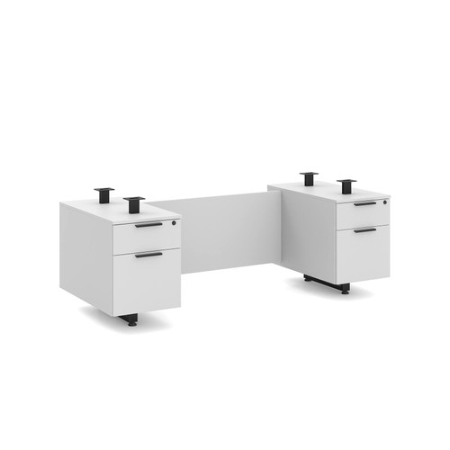 TOP NOT INCLUDED - Bianca Double Pedestal Desk Frame with Laminate Modesty (MOSPLBCLDP)