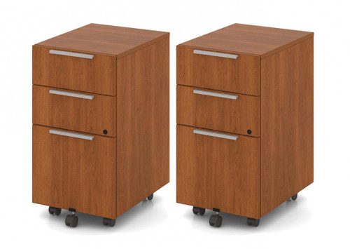 Groupe Lacasse Pair of 3 Drawer Mobile Pedestals (MOSQNNS-MP1518UF-2)
