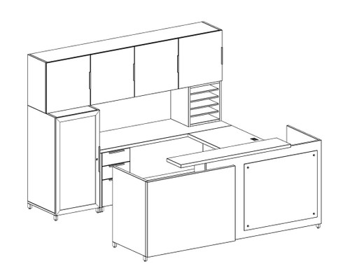 Groupe Lacasse U Shaped Reception Desk with Storage (MOSGL-QUAD4)