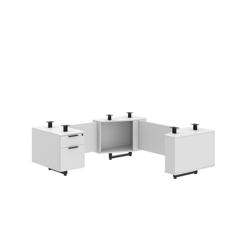 TOP NOT INCLUDED - Bianca Single Pedestal “L” Desk Frame with 42” in Return  Laminate Modesty (MOSPLBCLLSP)