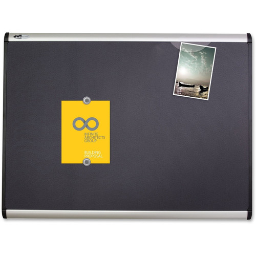 Quartet Prestige Plus Magnetic Bulletin Board - 48" Board Height x 72" Board Width - Gray Fabric - (QRTMB547A)