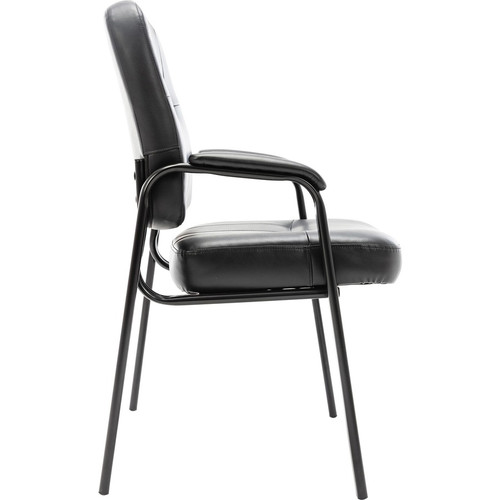 Lorell Chadwick Series Guest Chair - Black Seat Color - Leather Seat Material - Black Frame Color - (LLR60122)