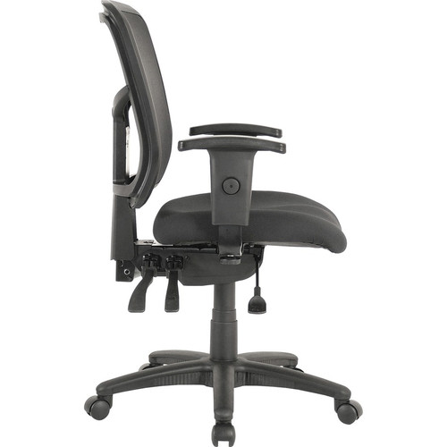 Lorell ErgoMesh Series Managerial Mesh Mid-Back Chair - Black Seat Color - Fabric Seat Material - - (LLR86201)