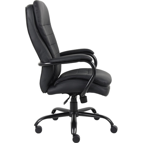 Lorell Big & Tall Double Cushion Executive High-Back Chair - Black Seat Color - Leather Seat - Back (LLR62624)