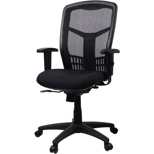 Lorell Executive Mesh High-back Swivel Chair - Black Seat Color - Fabric Seat Material - Steel - - (LLR86205)