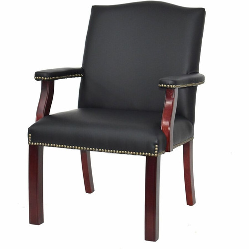 Lorell Deluxe Guest Chair - Black Seat Color - Bonded Leather Seat Material - Black Back Color - - (LLR68252)